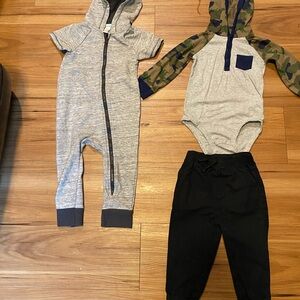 Cat & Jack Gray Baby Zip-Up Romper